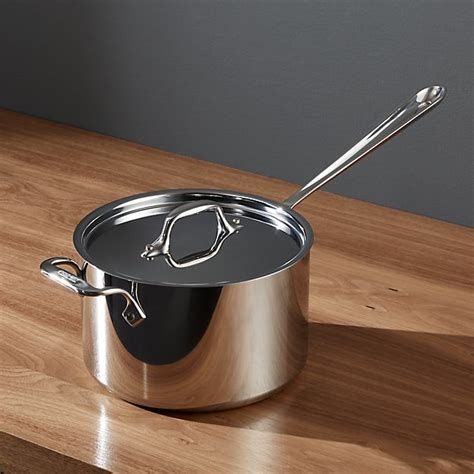 All-Clad ® Stainless 4 qt. Saucepan with Lid | Crate and Barrel