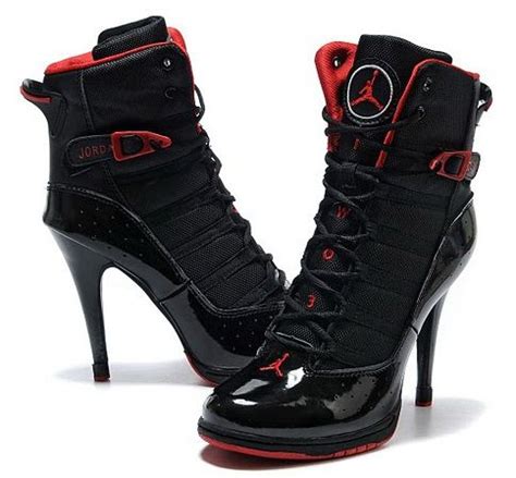 Nike Air Jordan 6 Rings High Heels Black Red | Jordan heels, Jordan high heels, Nike heels