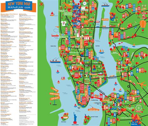 Interactive & Colorful New York Top Tourist Attractions Map