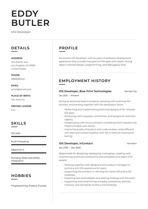 21 iOS Developer Resume Examples & Guide for 2023