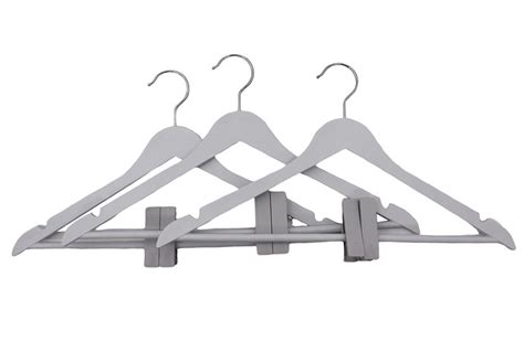 3 Piece Clothes Hangers with Clips for Skirt and Pants - Grey | Buy ...