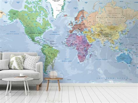 Customized Large World Map Wall Decal World Map Wallpaper World Map ...