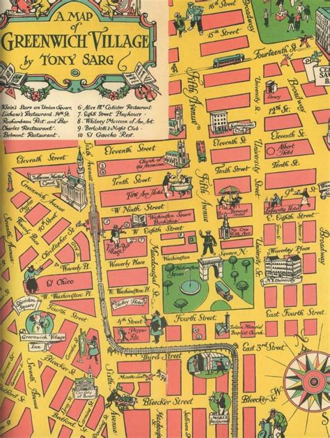 An incredible map of 1930s Greenwich Village | Greenwich village, Greenwich, Map of new york