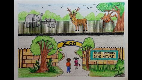 Visit To Zoo Drawing For Kids