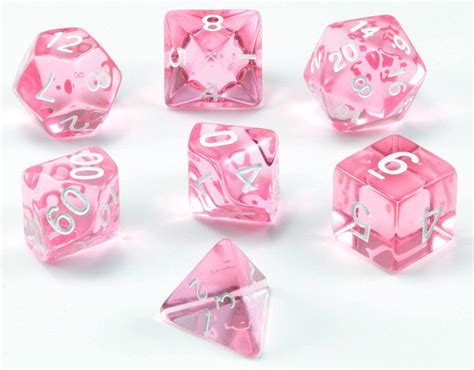 Translucent Dice (Pink) RPG Role Playing Game Dice Set – Dark Elf Dice