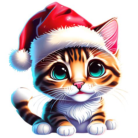 Cute Cat Wearing Santa Hat · Creative Fabrica