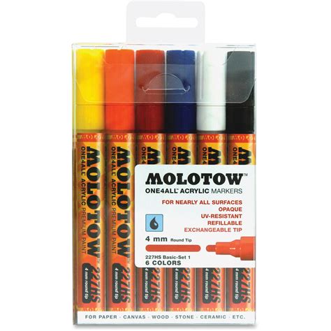 MOLOTOW, MLW200453, One4All 4mm Acrylic Markers Basic Set, 6 / Set ...