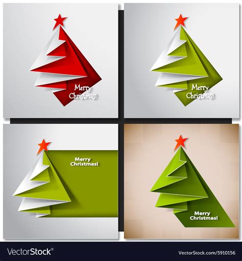 Christmas tree card origami Royalty Free Vector Image