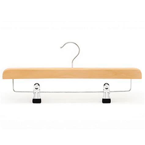 Natural wood skirt clamp hanger with PVC-dipping clamp | Wood Pants/Skirt Hangers | Xite Display