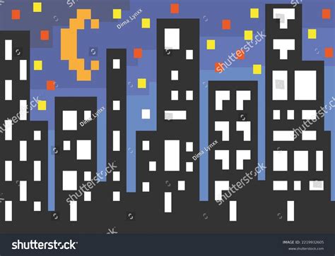 Pixel Art Depicting Night Cityvector Breaks Stock Vector (Royalty Free) 2219932605 | Shutterstock