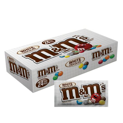 M&M'S White Chocolate Singles Size Candy, 1.41 Oz. Pouch, 24 Ct. Box ...