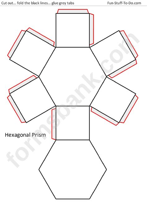 Hexagonal Prism Templates printable pdf download