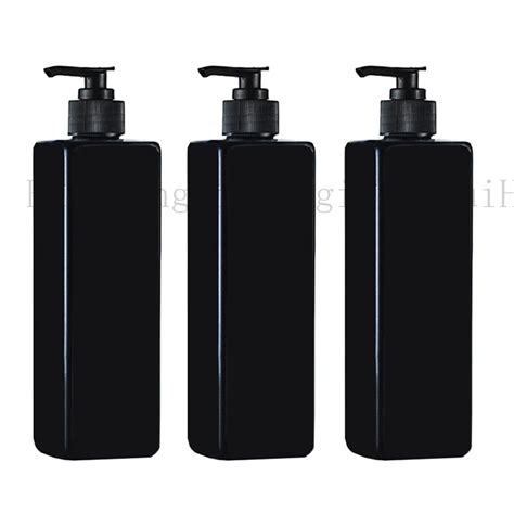 20pcs 500ml Black Refillable Bottles Lotion Container Large Pump Plastic Shampoo Square Bottle ...