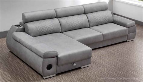 Sofá Chaiselongue Oihana con arcón, brazos y asientos deslizantes convertible en cama - La ...