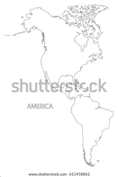 America Outline Silhouette Map Illustration Stock Vector (Royalty Free ...