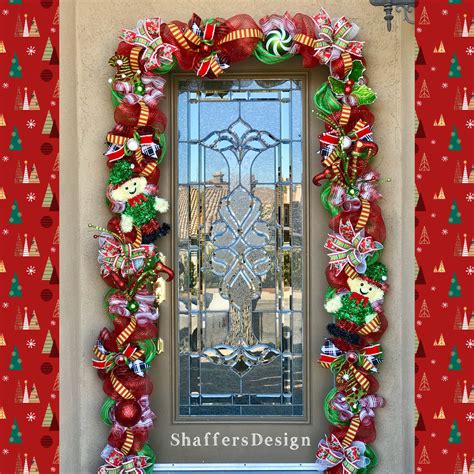 Outdoor Christmas Garland with Lights, Red and Green Christmas Door ...