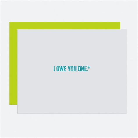 I Owe You One Thank You Card - Etsy