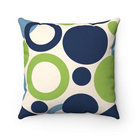 Geometric Pillow, Green Blue Tan Throw Pillow Cover, Geometric Circle Pillow, Polka Dot ...