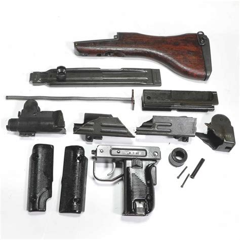 IMI UZI SMG PARTS KIT W/ WOOD STOCK & HEBREW MARKINGS, IMI, SMG, UZI ...