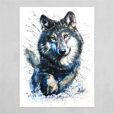 Konstantin Kalinin - Wolf watercolor painting