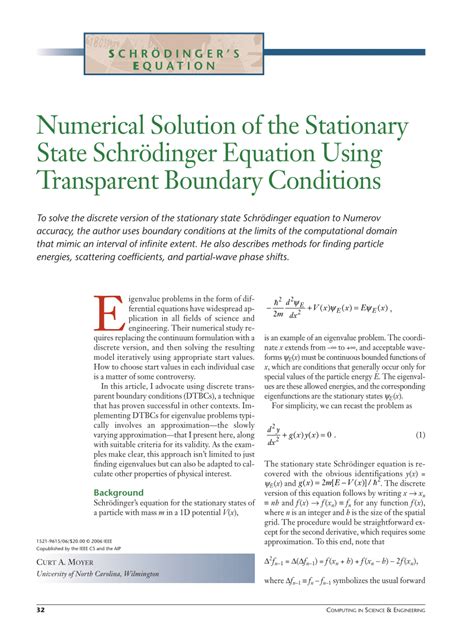 (PDF) Numerical solution of the stationary state Schrodinger equation ...