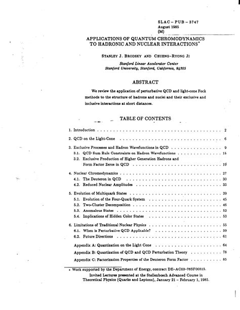 (PDF) Applications of quantum chromodynamics to hadronic and nuclear ...