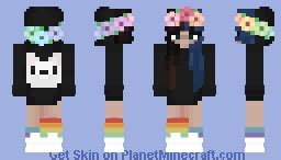 Blue Brown Split Hair with Black Hoodie Minecraft Skin