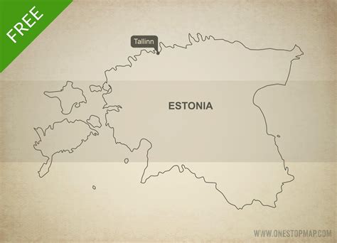 Free Vector Map of Estonia Outline | One Stop Map