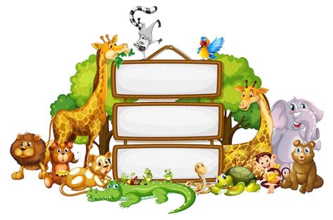 Free Vector | Border template with cute animals