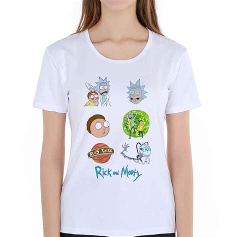 Cool Rick Morty Women t shirt 2018 Summer Anime T shirts rick and morty worlds folk White ...