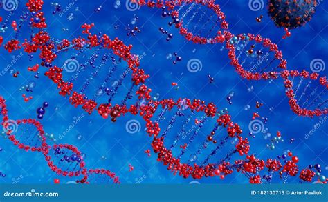 Virus Destroys Human Dna Chain. Genome Structure Stock Illustration - Illustration of cell ...