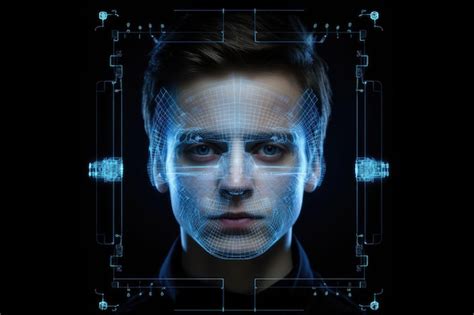 Premium Photo | Young man with futuristic face recognition concept 3D Rendering Digital hologram ...