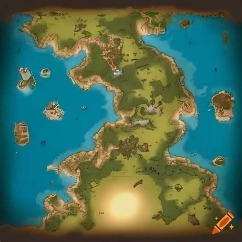 Detailed fantasy world map on Craiyon