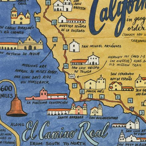 California Missions Map sketch print – Chandler O'Leary