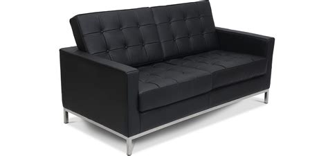 Buy Design Sofa - Florence Knoll style (2 seats) - Faux Leather Black ...