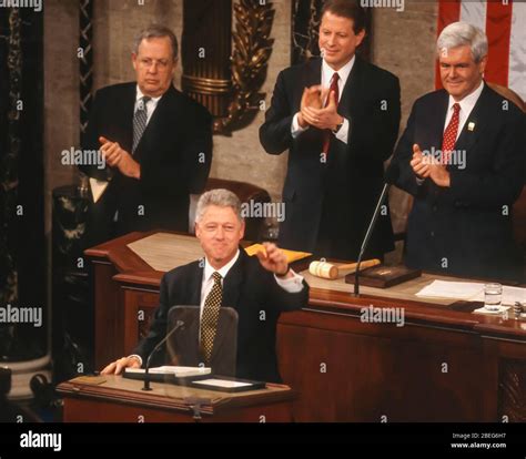 WASHINGTON, DC, USA, JANUARY 27, 1998: President Bill Clinton, State of ...