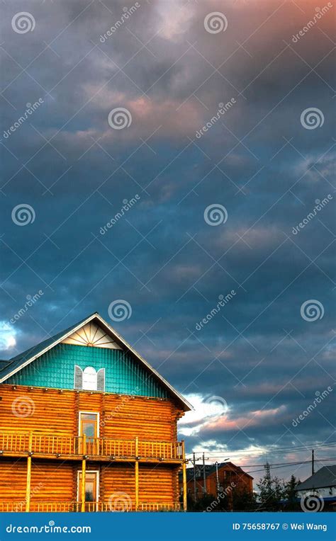 Wooden house stock image. Image of shadow, summer, texture - 75658767