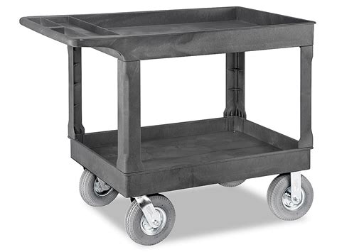 Uline Utility Cart with Pneumatic Wheels - 45 x 25 x 37", Black H ...