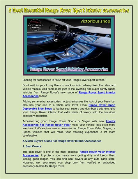 range rover sport interior accessories by Victorious - Issuu