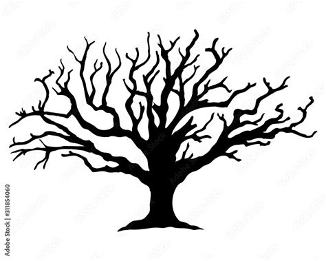 Vector image of dry tree silhouette Stock Vector | Adobe Stock