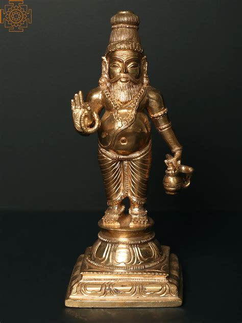 9" Bronze the Great Siddha Guru Agastya Muni Statue | Exotic India Art