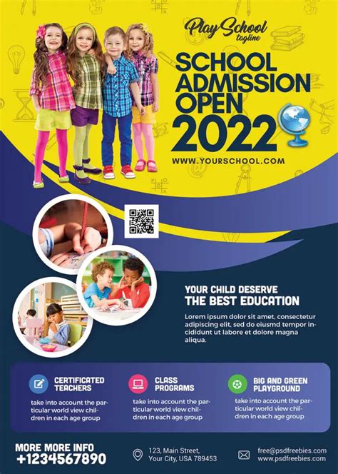 School Admission Pamphlet Flyer Design PSD | PSDFreebies.com