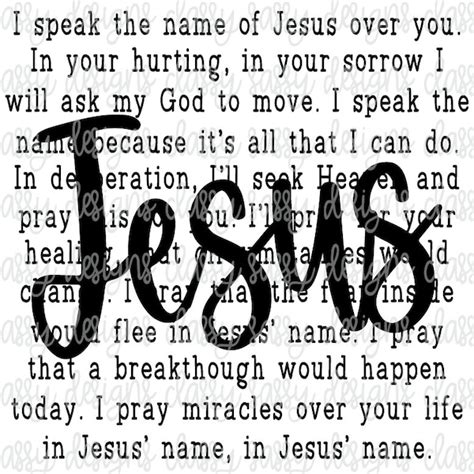 Speak the Name of Jesus Over You - Etsy