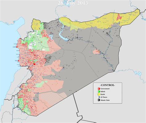 Syrian civil war map as at 28 July 2015[2504x2107] : MapPorn