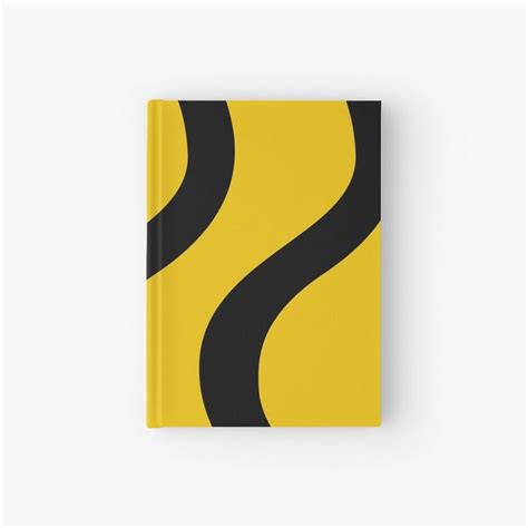 Black Wave Line Pattern On Yellow Background Hardcover Journal by ...