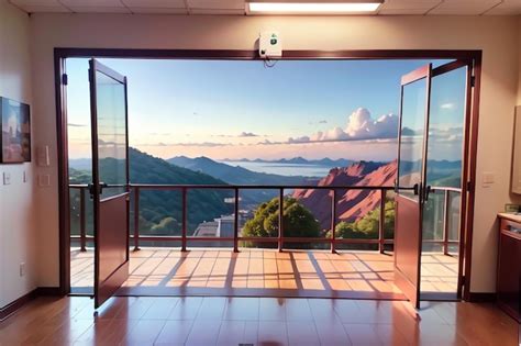 Premium AI Image | A large picture of a mountain and a large window ...