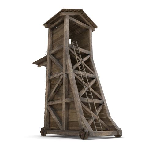 Medieval Siege Tower on White Background. 3D Illustration, Isolated Stock Illustration ...