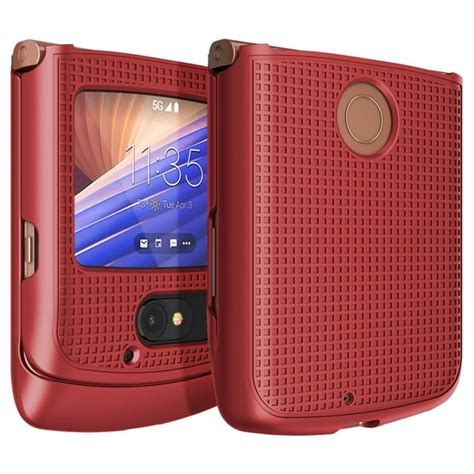 Case for Motorola RAZR 5G Flip Phone, Nakedcellphone [Red] Protective Snap-On Hard Shell Cover ...