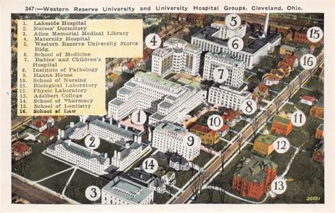 CLEVELAND OHIO WESTERN Reserve University Hospital Campus Map Vtg Postcard C39 $95.00 - PicClick