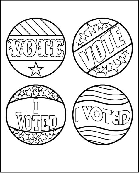 Election Day Vote Badge Coloring Page - Free Printable Coloring Pages for Kids